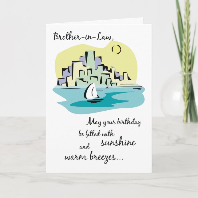 Carte Anniversaire de la ville de voilier du beau-frère (Devant)