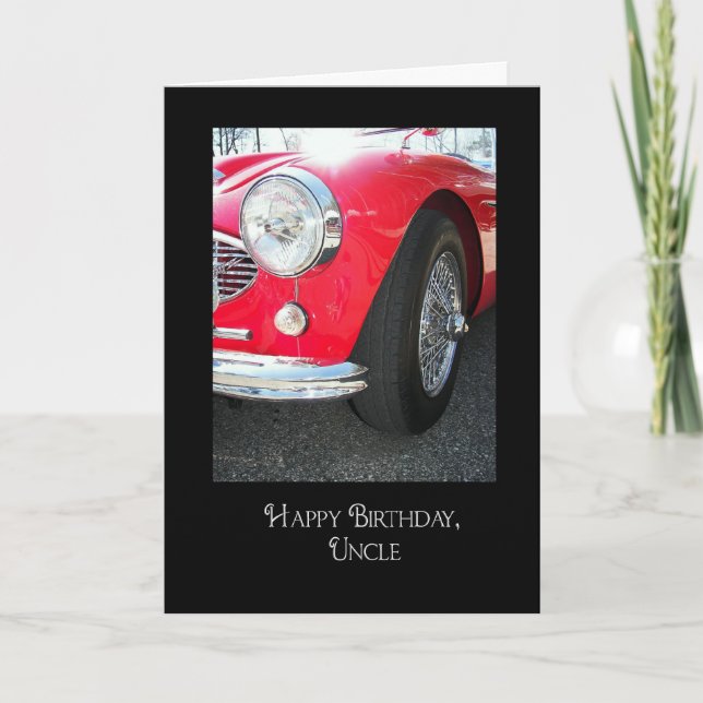 Carte Anniversaire de la voiture de sport rouge de l'onc (Devant)