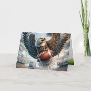 Carte Anniversaire de l'aigle à tête blanche avec footba