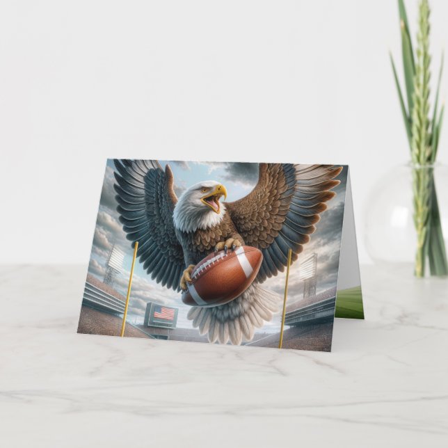 Carte Anniversaire de l'aigle à tête blanche avec footba (Devant)