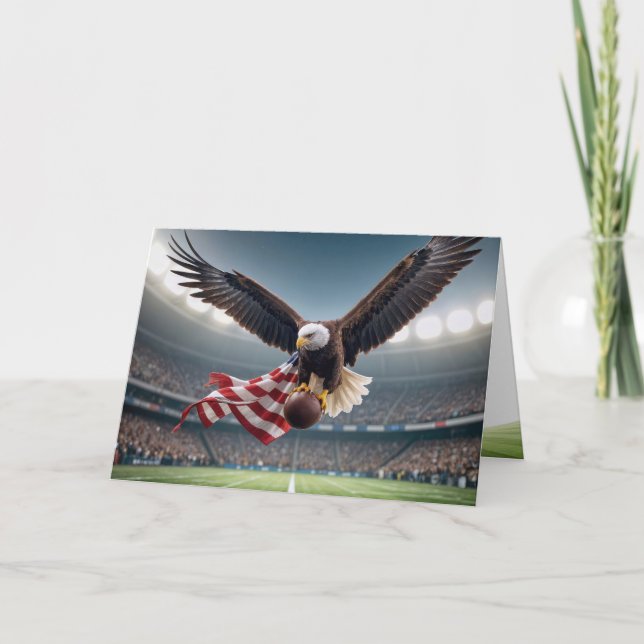 Carte Anniversaire de l'aigle à tête blanche avec footba (Devant)