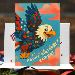 Carte Anniversaire de l'aigle patriotique Whimsical Prim