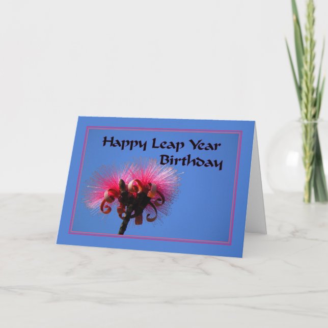 Carte Anniversaire de l'année bissextile avec des fleurs (Devant)