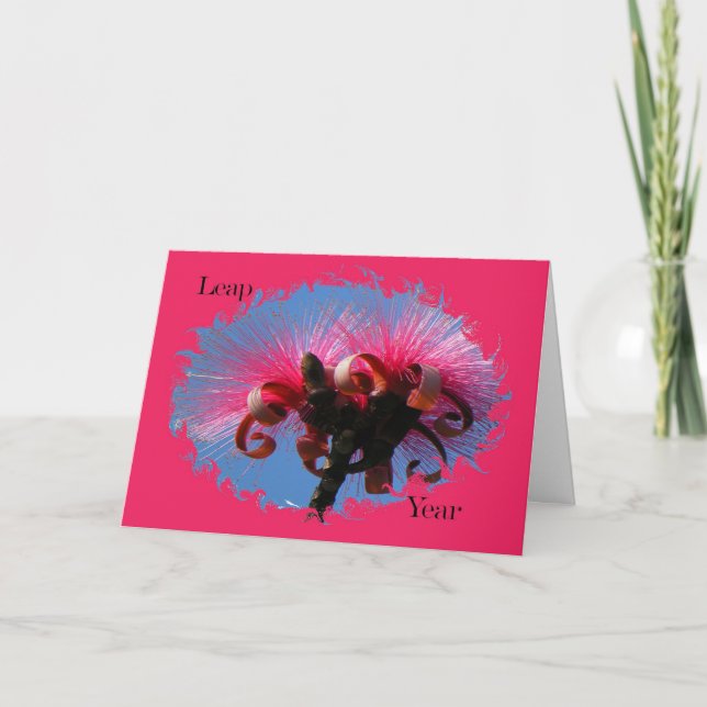 Carte Anniversaire de l'année bissextile, Fleurs roses c (Devant)