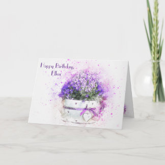 Carte Anniversaire de l'aquarelle florale féminine