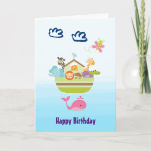 Carte Anniversaire de l'arche d'animaux de la jungle mig