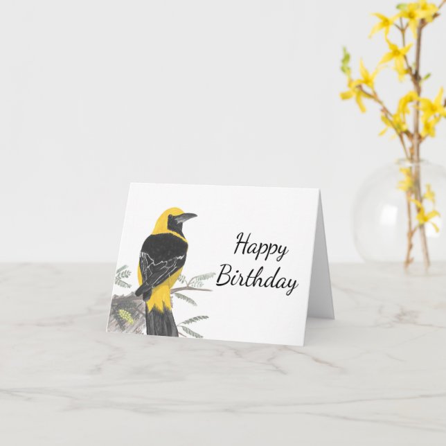 Carte Anniversaire de l'Arrière - plan blanc d'Oriole à  (Fleur jaune)
