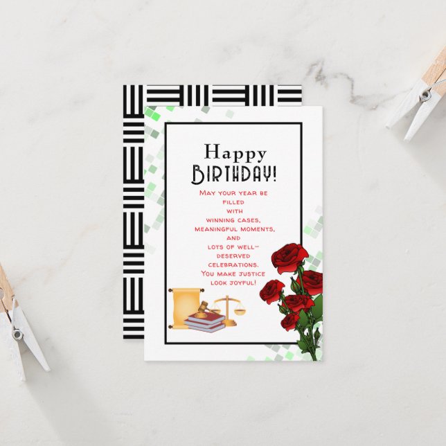 Carte anniversaire de l'avocat (Devant/Arrière en situation)