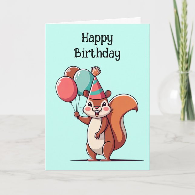 Carte Anniversaire de l'écureuil mignon (Devant)