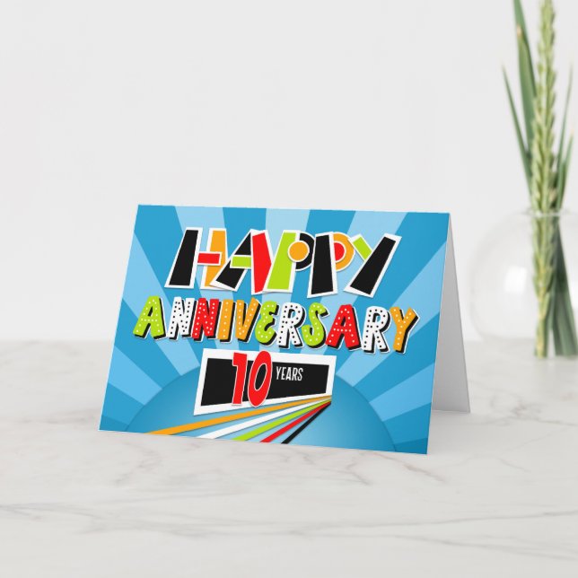 Carte Anniversaire de l'employé 10 ans brillant gras amu (Devant)