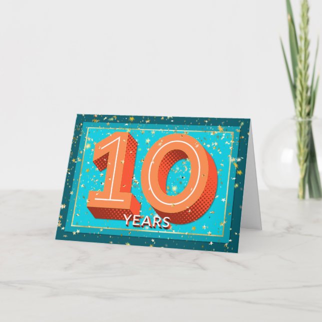 Carte Anniversaire de l'employé 10 ans - numéros gras (Devant)