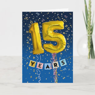 Carte Anniversaire de l'employé 15 ans - Ballons d'or