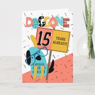 Carte Anniversaire de l'employé 15 ans Comic Dog