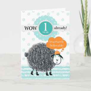 Carte Anniversaire de l'employé 1er année Fun Sheep