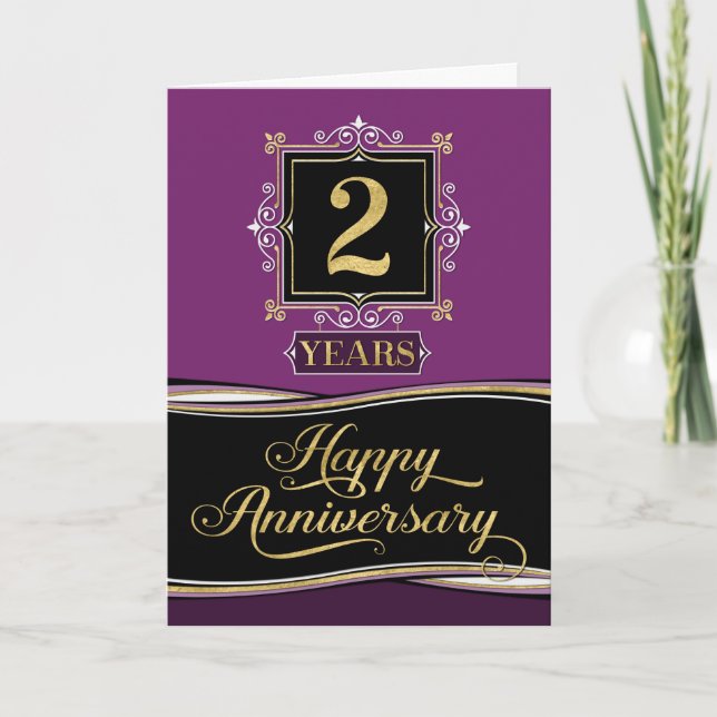 Carte Anniversaire de l'employé 2 ans Plum officiel déco (Devant)