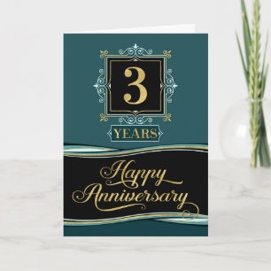 Carte Anniversaire de l'employé 3 ans Jade décorative