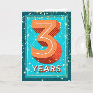 Carte Anniversaire de l'employé 3 ans - Numéros gras