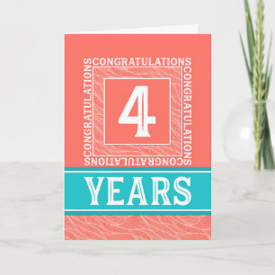 Carte Anniversaire de l'employé 4 ans - Décoratif