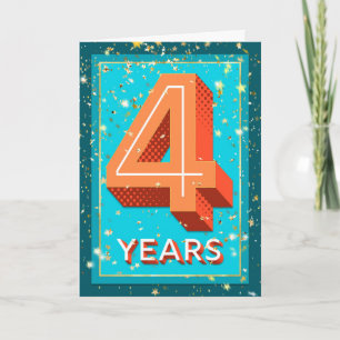 Carte Anniversaire de l'employé 4 ans - Numéros gras