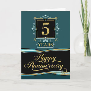 Carte Anniversaire de l'employé 5 ans Jade décorative