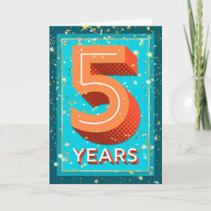Carte Anniversaire de l'employé 5 ans - Numéros gras