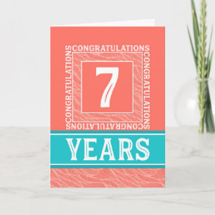 Carte Anniversaire de l'employé 7 ans - Décoratif