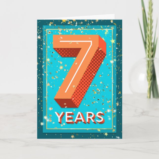 Carte Anniversaire de l'employé 7 ans - numéros gras (Devant)