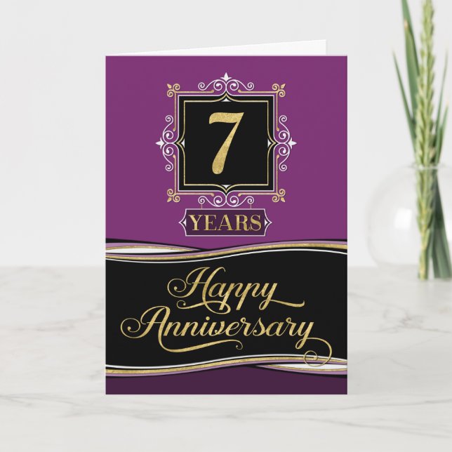 Carte Anniversaire de l'employé 7 ans Plum officiel déco (Devant)