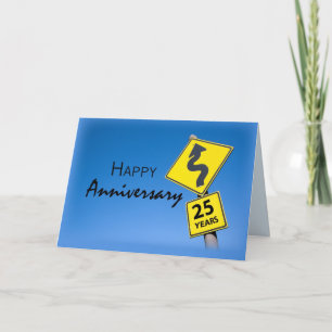 Carte Anniversaire de l'employé de 25 ans, panneau routi