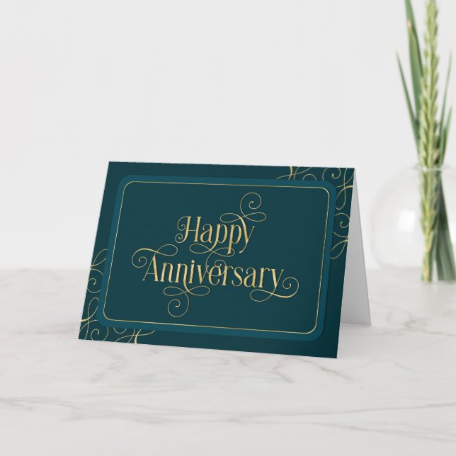 Carte Anniversaire de l'employé Elegant Jade Corporate (Devant)