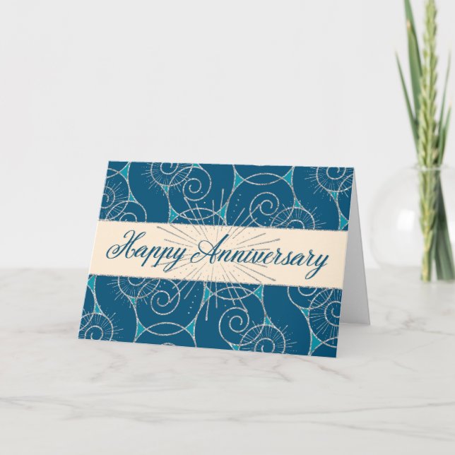 Carte Anniversaire de l'employé - Flèches bleues (Devant)