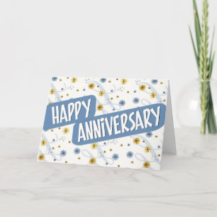 Carte Anniversaire de l'employé - Motif en bleu et blanc
