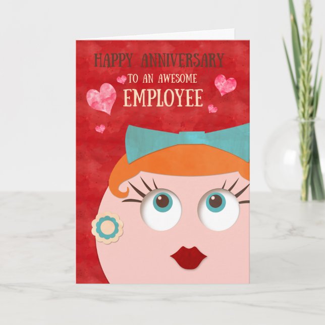 Carte Anniversaire de l'employé rétro de Hipster (Devant)