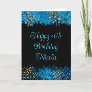 Carte Anniversaire de l'encre à alcool bleu