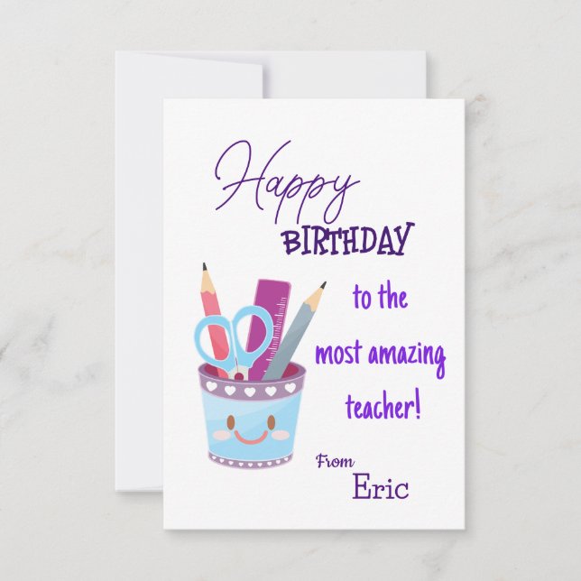Carte Anniversaire de l'enseignant (Devant)