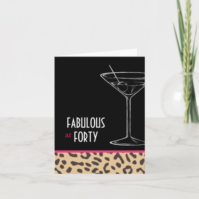 Carte anniversaire de léopard martini (Devant)
