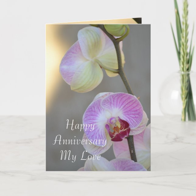 Carte Anniversaire de l'expression orchidée rose (Devant)