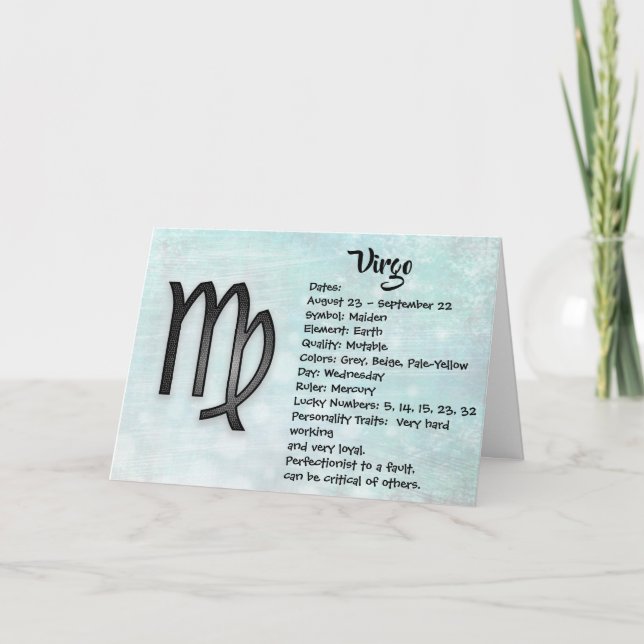 Carte Anniversaire de l'Horoscope Virgo (Devant)