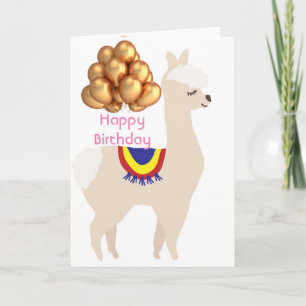Carte Anniversaire de Llama, Ballons d'anniversaire