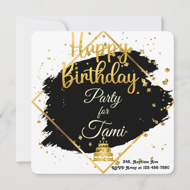 Carte Anniversaire de l'or et du noir (Devant)