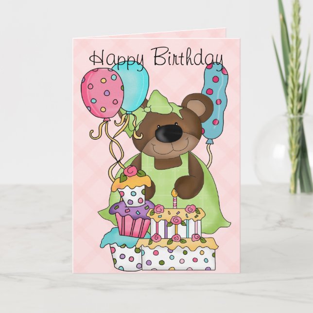 Carte Anniversaire de l'ours mignon (Devant)