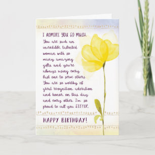 Carte Anniversaire de ma sœur, je t'admire tellement