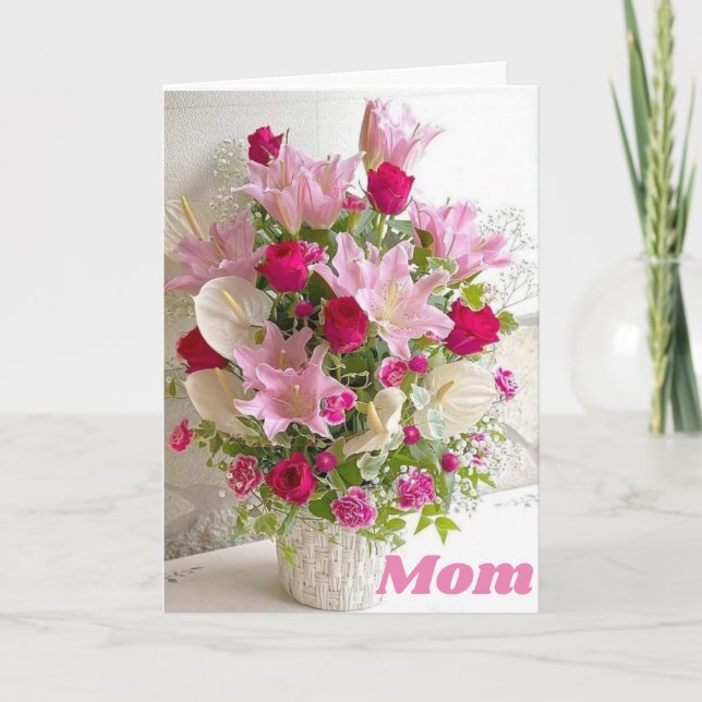 CARTE **ANNIVERSAIRE DE MAMAN** BOUQUET POUR VOTRE JOURN (Devant)