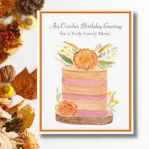 Carte Anniversaire de Maman en Octobre avec Souci sur le