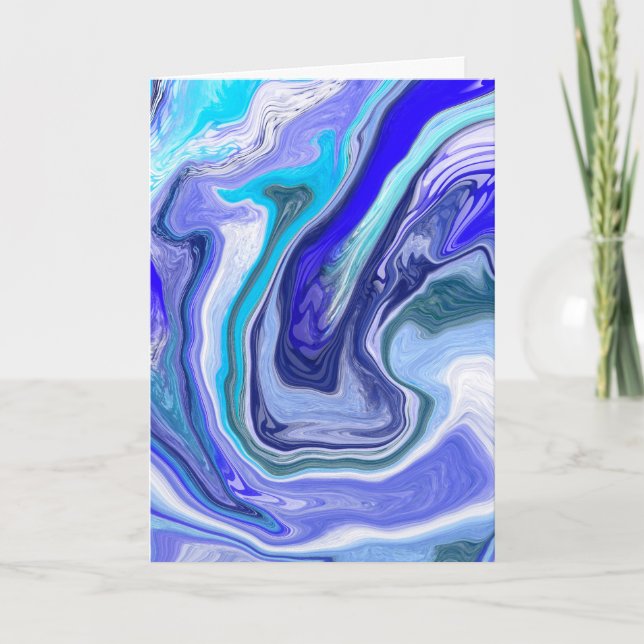 Carte Anniversaire de marbre bleu et blanc (Devant)