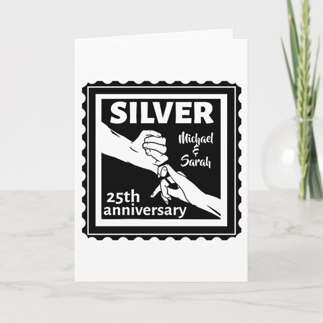 Carte Anniversaire de mariage 25 ans argent (Devant)
