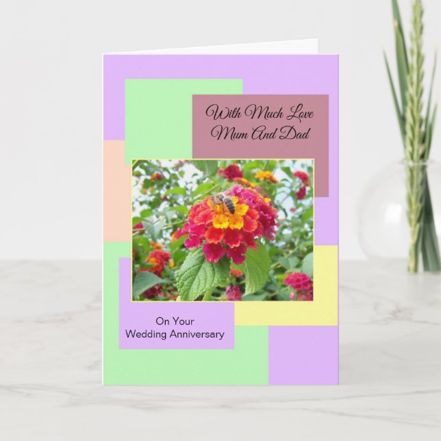 Carte Anniversaire de mariage des parents floraux (Devant)