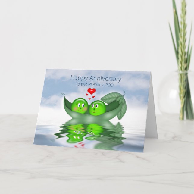 Carte Anniversaire de mariage, deux pois dans une cosse, (Devant)