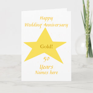 Carte Anniversaire de mariage doré 50 ans noms devant