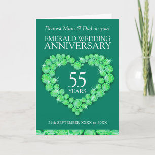 Carte Anniversaire de mariage émeraude parents photo int